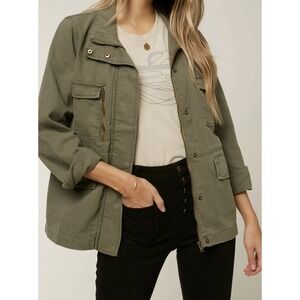 O'Neill‎ Women's California Army Jacket Army Green Zip Drawstring Waist Sz Small